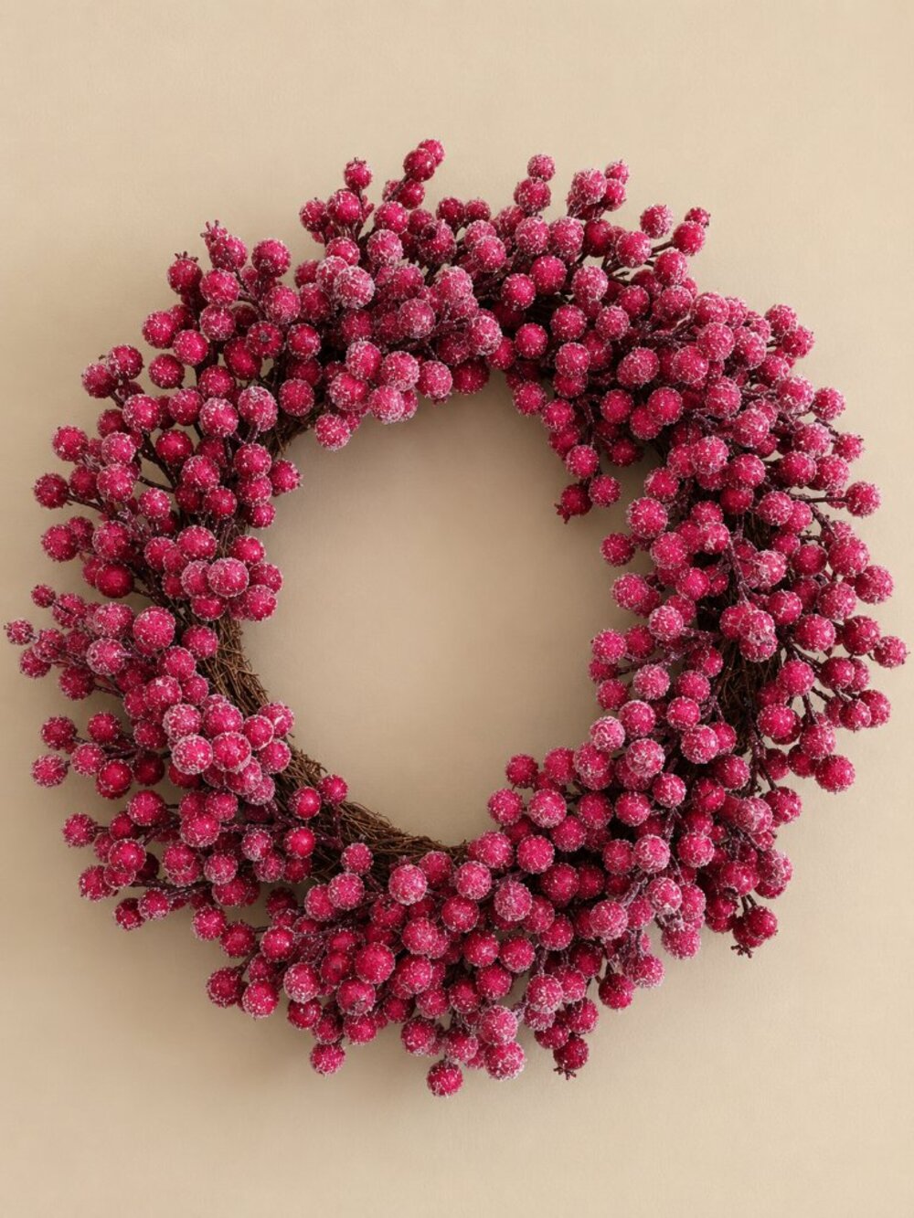 18" Frosted Red Berry Wreath Winter Farmhouse Front Door Holiday Decor - Picture 2 of 3